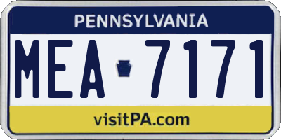 PA license plate MEA7171