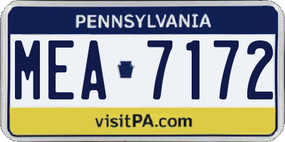 PA license plate MEA7172
