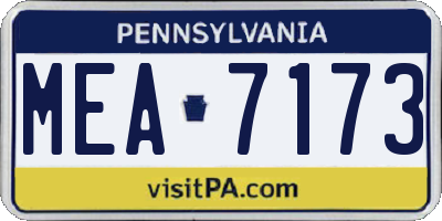 PA license plate MEA7173