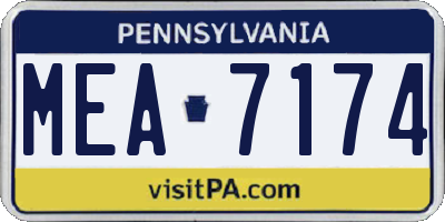 PA license plate MEA7174