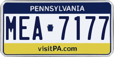 PA license plate MEA7177