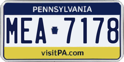 PA license plate MEA7178