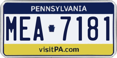 PA license plate MEA7181