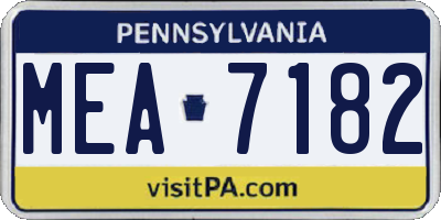PA license plate MEA7182