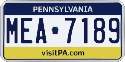 PA license plate MEA7189