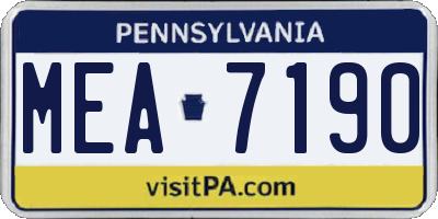PA license plate MEA7190