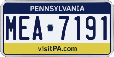 PA license plate MEA7191