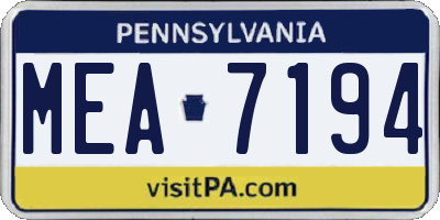PA license plate MEA7194