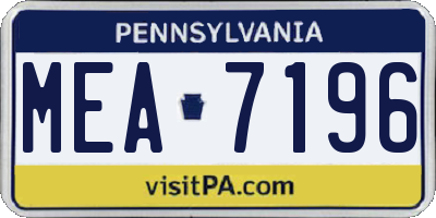 PA license plate MEA7196