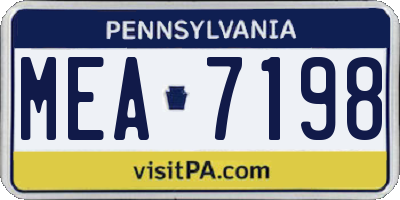 PA license plate MEA7198