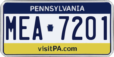 PA license plate MEA7201