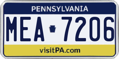 PA license plate MEA7206