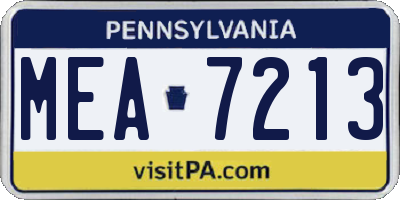 PA license plate MEA7213