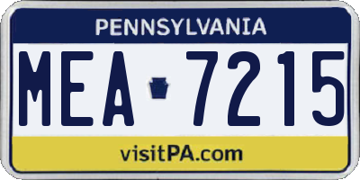PA license plate MEA7215