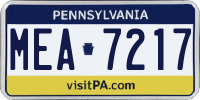 PA license plate MEA7217
