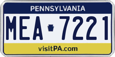 PA license plate MEA7221