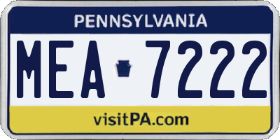 PA license plate MEA7222