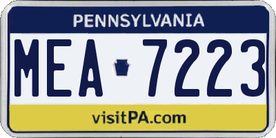 PA license plate MEA7223