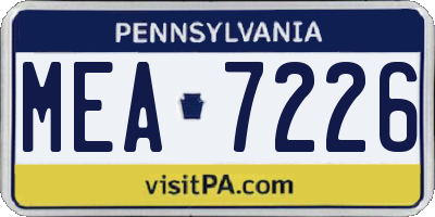 PA license plate MEA7226