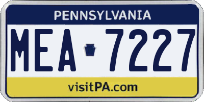 PA license plate MEA7227