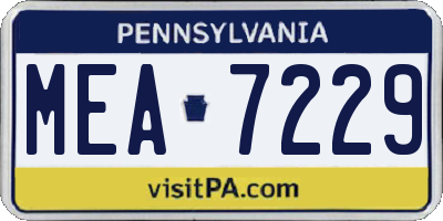 PA license plate MEA7229