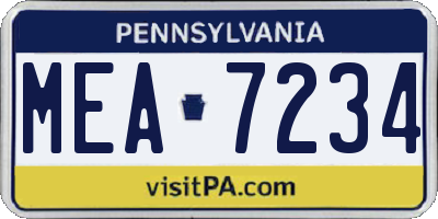 PA license plate MEA7234