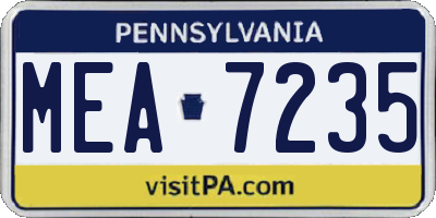 PA license plate MEA7235
