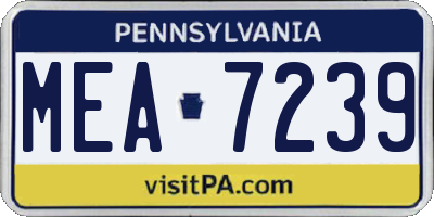 PA license plate MEA7239