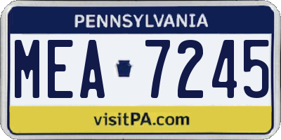PA license plate MEA7245
