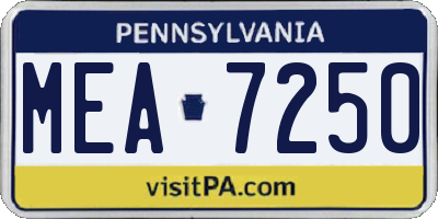 PA license plate MEA7250