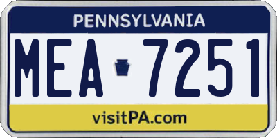 PA license plate MEA7251
