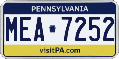 PA license plate MEA7252