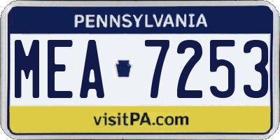 PA license plate MEA7253