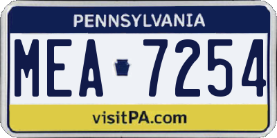 PA license plate MEA7254