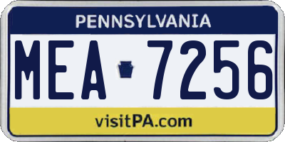 PA license plate MEA7256