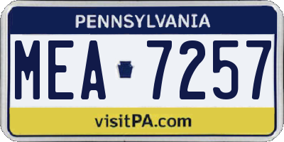 PA license plate MEA7257