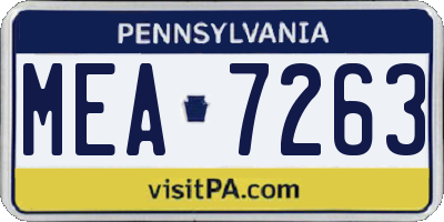 PA license plate MEA7263
