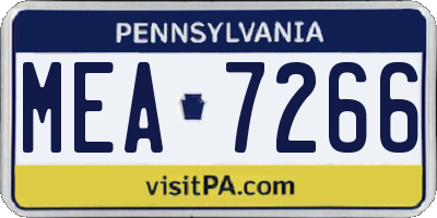 PA license plate MEA7266