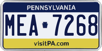 PA license plate MEA7268