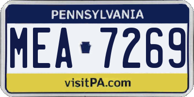 PA license plate MEA7269