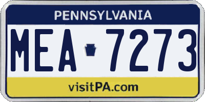 PA license plate MEA7273
