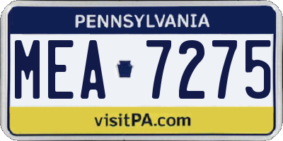 PA license plate MEA7275