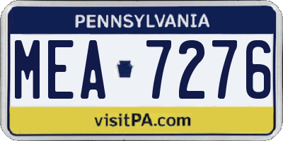 PA license plate MEA7276