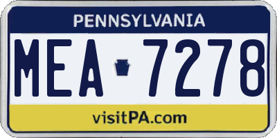 PA license plate MEA7278