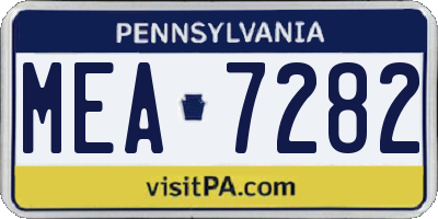 PA license plate MEA7282