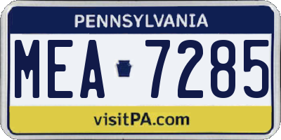 PA license plate MEA7285