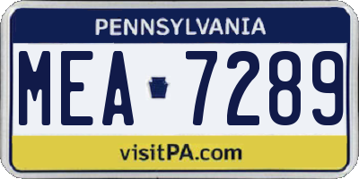 PA license plate MEA7289