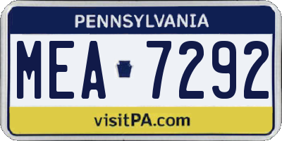 PA license plate MEA7292