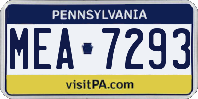 PA license plate MEA7293