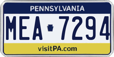 PA license plate MEA7294